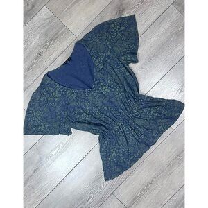 Lucky Brand Floral V-neck Peplum Top